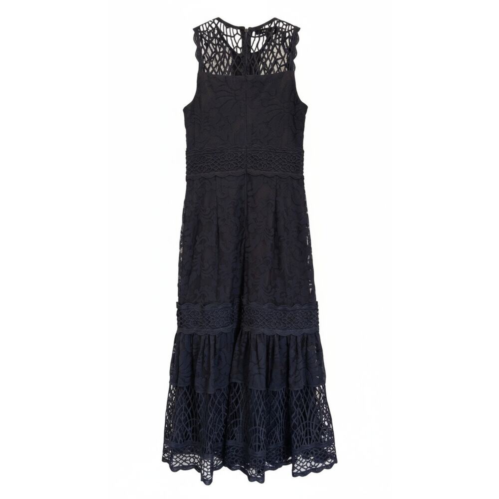 Antonio Melani Dress Women’s Sz 2 Navy Lace Midi Sleeveless Fit & Flare Cocktail - Picture 2 of 13